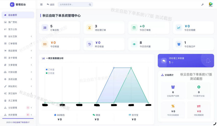 全网首发 彩虹云商城二开重构版源码 秋云自助下单系统V7.2版
