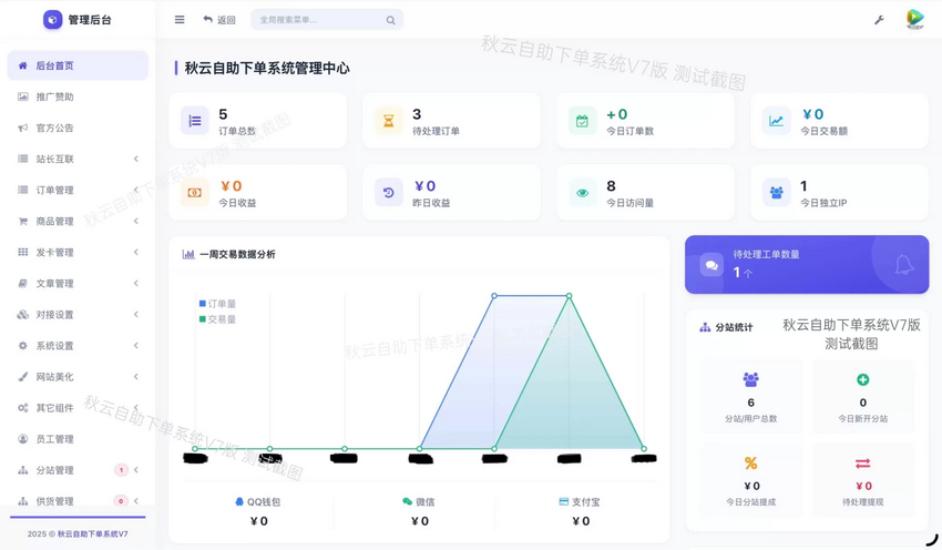 秋云自助下单系统V7 - PHP商城源码