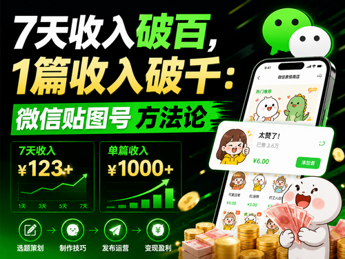 7天收入破百，1篇收入破千：微信贴图号方法论